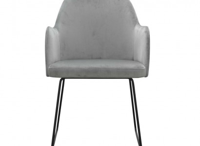 Moderne Lehnstühle Gruppe 6 Stühle Set Grau Polster Armlehne Design